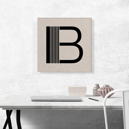 Beige Black Line Alphabet Letter B