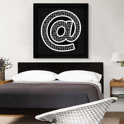 Modern Black White Alphabet At Sign Symbol