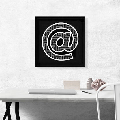Modern Black White Alphabet At Sign Symbol
