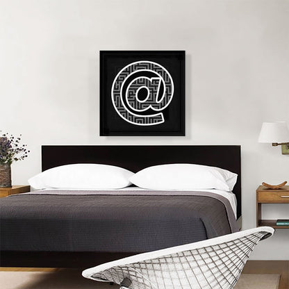 Modern Black White Alphabet At Sign Symbol