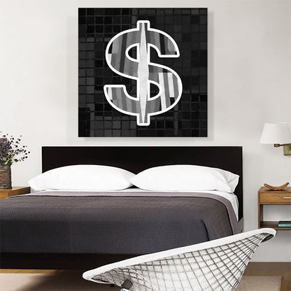 Modern Black White Alphabet Dollar Sign Symbol