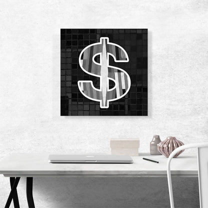 Modern Black White Alphabet Dollar Sign Symbol