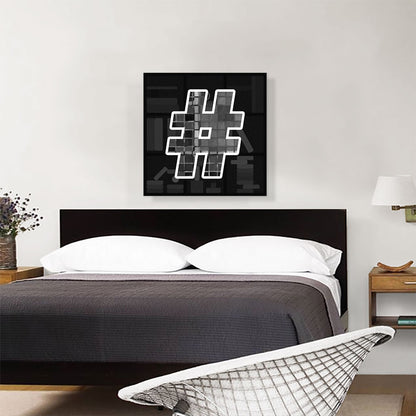 Modern Black White Alphabet Number Sign Hash Tag Pound