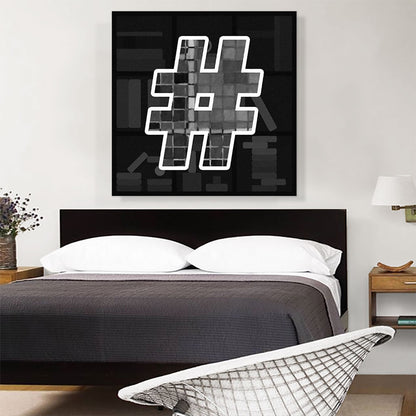 Modern Black White Alphabet Number Sign Hash Tag Pound