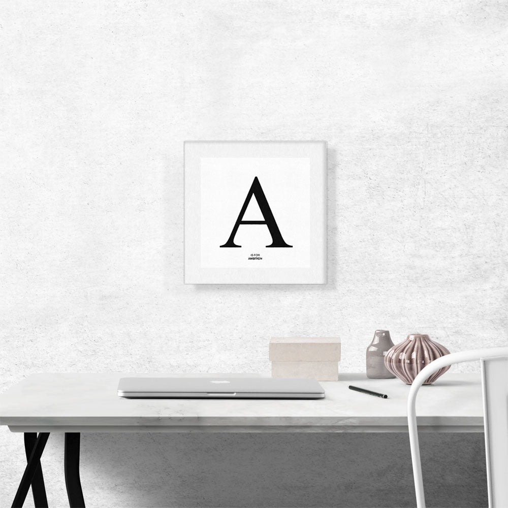 Modern Black and White Gray Serif Alphabet Letter A