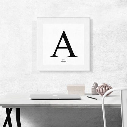 Modern Black and White Gray Serif Alphabet Letter A