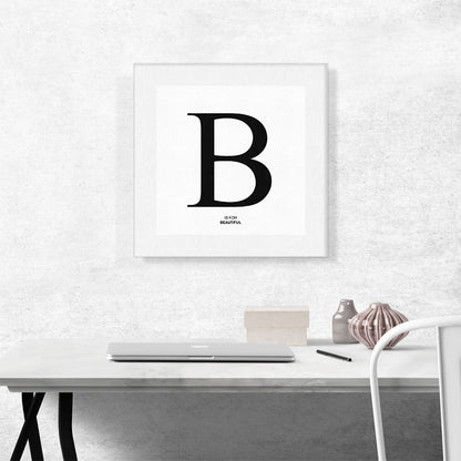 Modern Black and White Gray Serif Alphabet Letter B