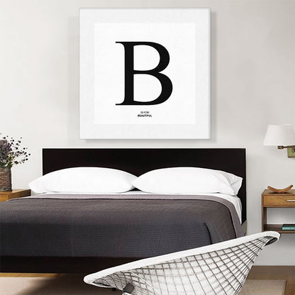Modern Black and White Gray Serif Alphabet Letter B