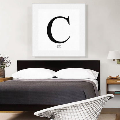 Modern Black and White Gray Serif Alphabet Letter C