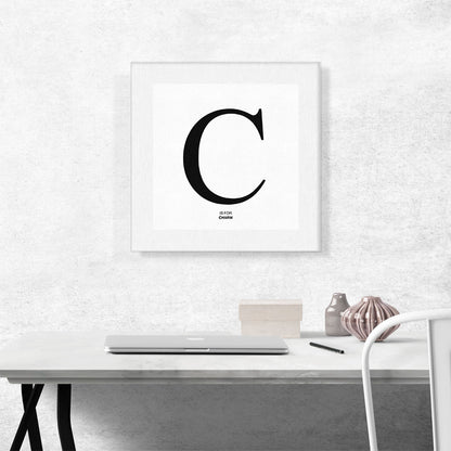 Modern Black and White Gray Serif Alphabet Letter C