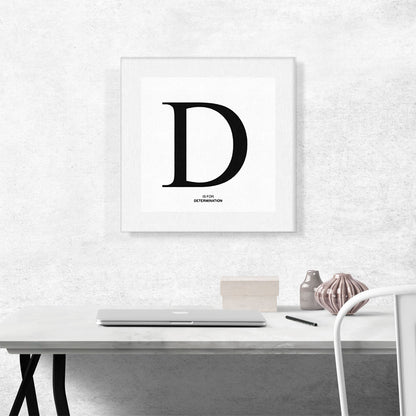 Modern Black and White Gray Serif Alphabet Letter D