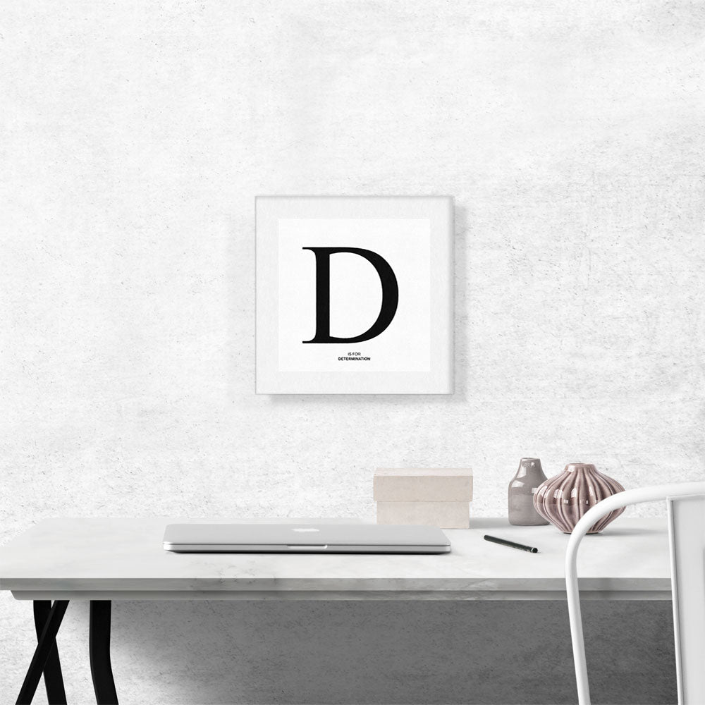 Modern Black and White Gray Serif Alphabet Letter D