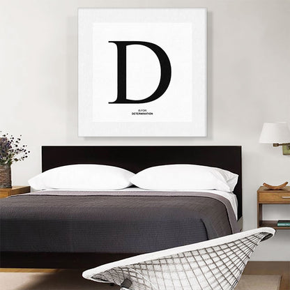 Modern Black and White Gray Serif Alphabet Letter D