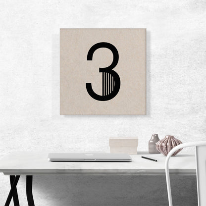 Beige Black Line Alphabet Number 3 Three Numeral