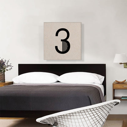 Beige Black Line Alphabet Number 3 Three Numeral