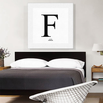 Modern Black and White Gray Serif Alphabet Letter F