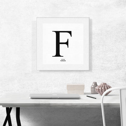 Modern Black and White Gray Serif Alphabet Letter F