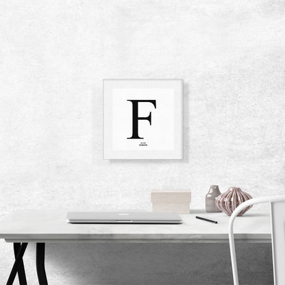 Modern Black and White Gray Serif Alphabet Letter F
