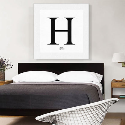 Modern Black and White Gray Serif Alphabet Letter H