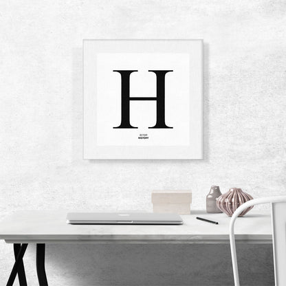 Modern Black and White Gray Serif Alphabet Letter H