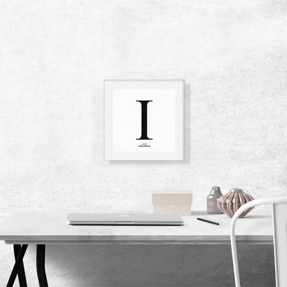 Modern Black and White Gray Serif Alphabet Letter I