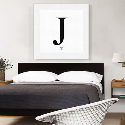 Modern Black and White Gray Serif Alphabet Letter J