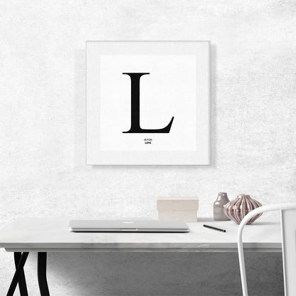 Modern Black and White Gray Serif Alphabet Letter L