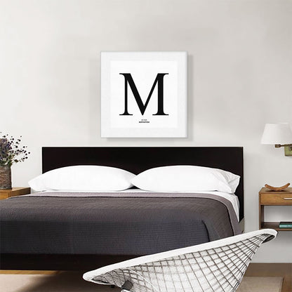 Modern Black and White Gray Serif Alphabet Letter M
