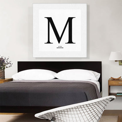 Modern Black and White Gray Serif Alphabet Letter M