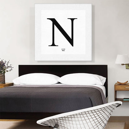 Modern Black and White Gray Serif Alphabet Letter N