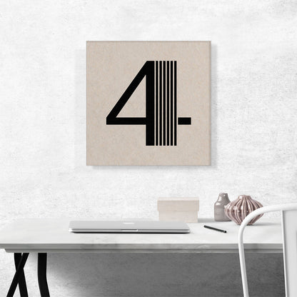 Beige Black Line Alphabet Number 4 Four Numeral