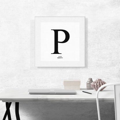Modern Black and White Gray Serif Alphabet Letter P