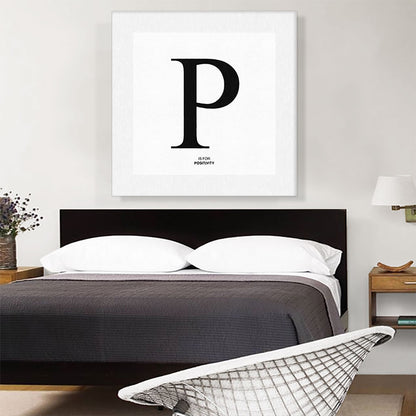 Modern Black and White Gray Serif Alphabet Letter P