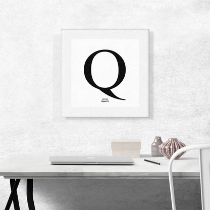 Modern Black and White Gray Serif Alphabet Letter Q