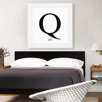 Modern Black and White Gray Serif Alphabet Letter Q