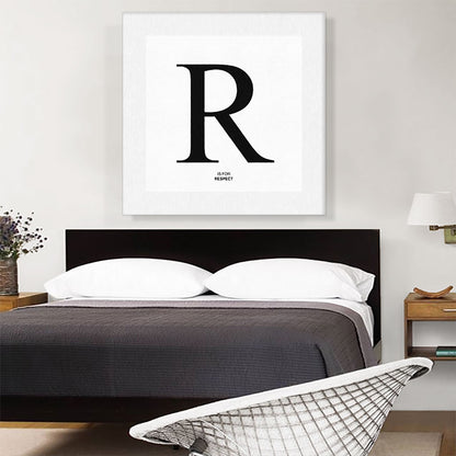 Modern Black and White Gray Serif Alphabet Letter R