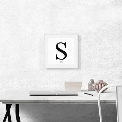 Modern Black and White Gray Serif Alphabet Letter S