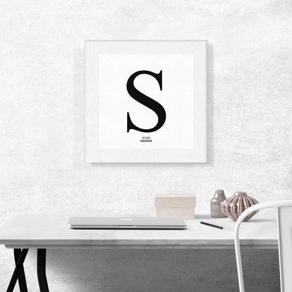 Modern Black and White Gray Serif Alphabet Letter S