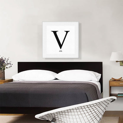 Modern Black and White Gray Serif Alphabet Letter V