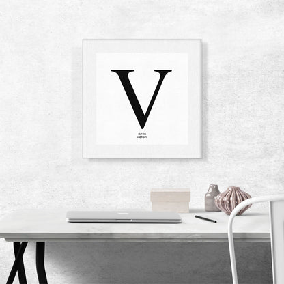 Modern Black and White Gray Serif Alphabet Letter V