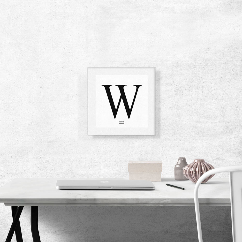 Modern Black and White Gray Serif Alphabet Letter W
