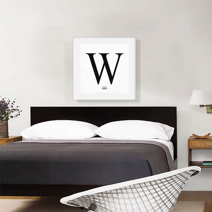 Modern Black and White Gray Serif Alphabet Letter W
