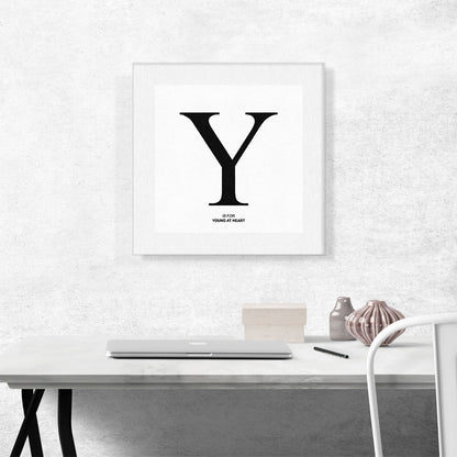 Modern Black and White Gray Serif Alphabet Letter Y