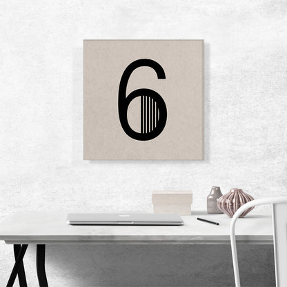 Beige Black Line Alphabet Number 6 Six Numeral