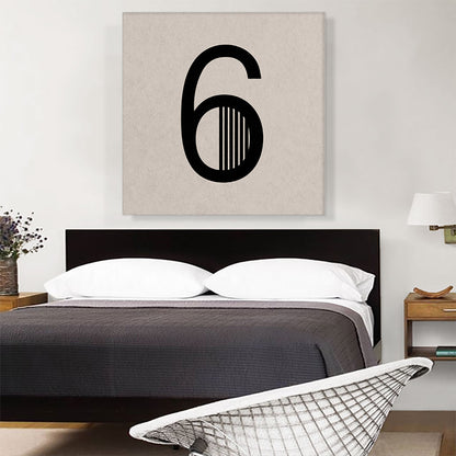 Beige Black Line Alphabet Number 6 Six Numeral