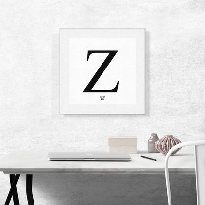 Modern Black and White Gray Serif Alphabet Letter Z
