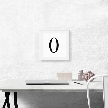 Modern Black and White Gray Serif Alphabet Number 0 Zero Numeral