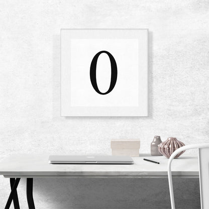 Modern Black and White Gray Serif Alphabet Number 0 Zero Numeral
