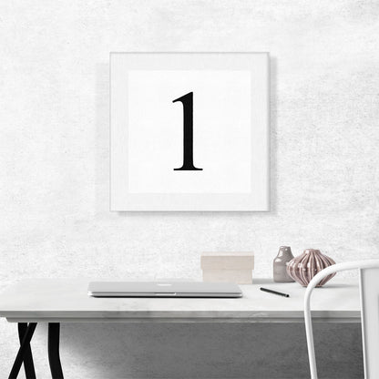 Modern Black and White Gray Serif Alphabet Number 1 One Numeral