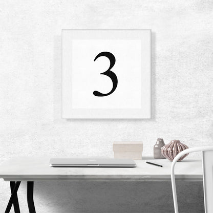 Modern Black and White Gray Serif Alphabet Number 3 Three Numeral